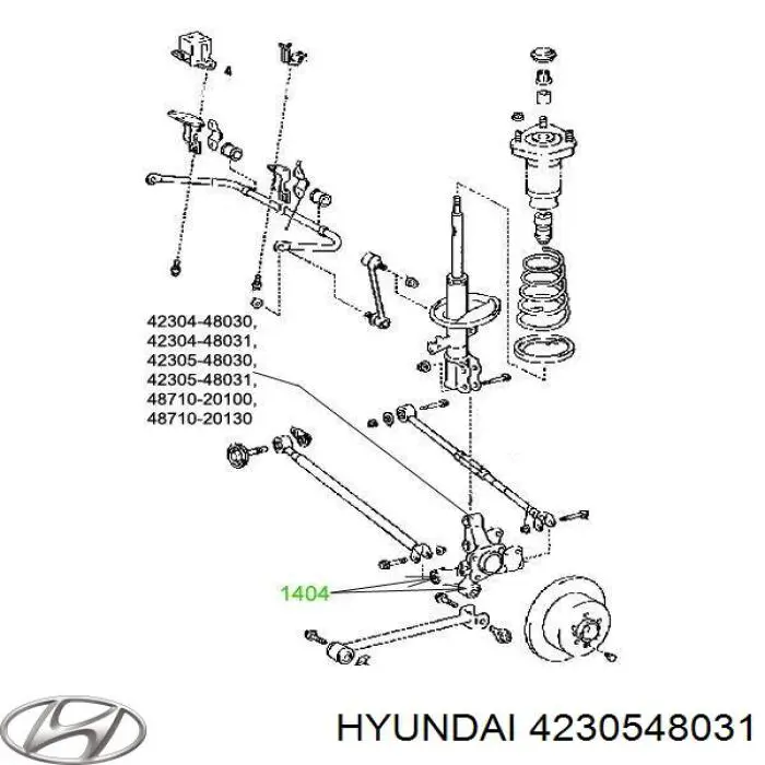 Цапфа - поворотний кулак задній, лівий 4230548031 Hyundai/Kia