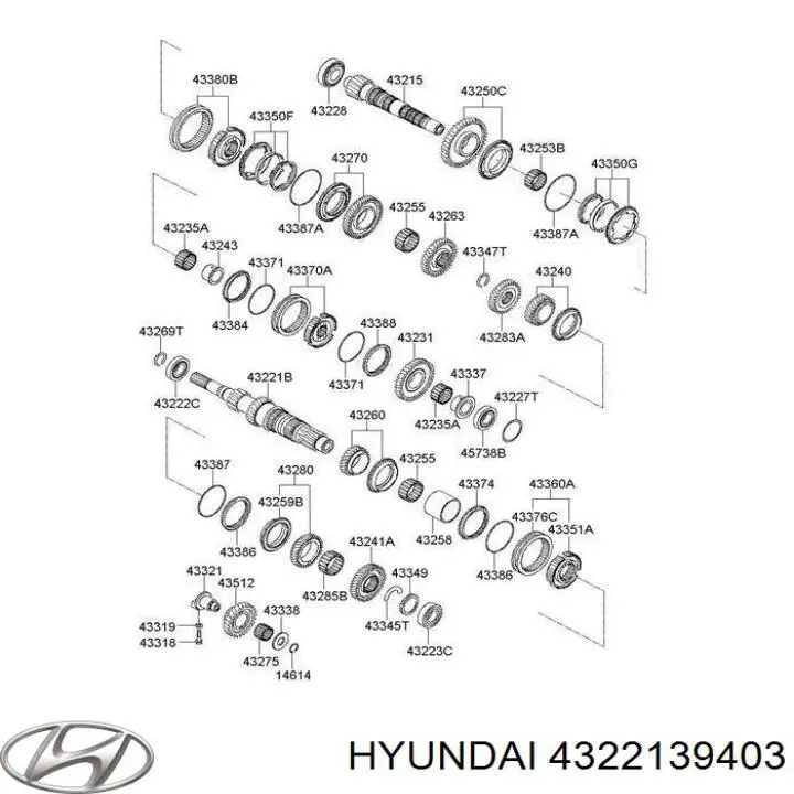 Вал первинний КПП Hyundai/Kia 4322139403 ціна, від 210.05 USD
