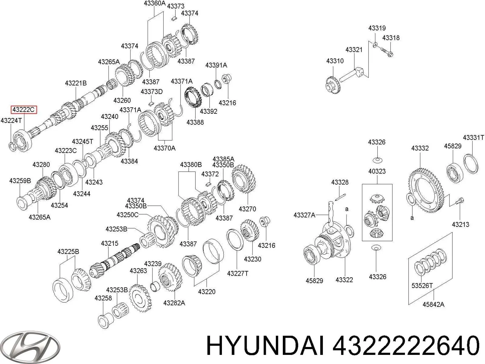 4322222640 Hyundai/Kia підшипник первинного валу коробки