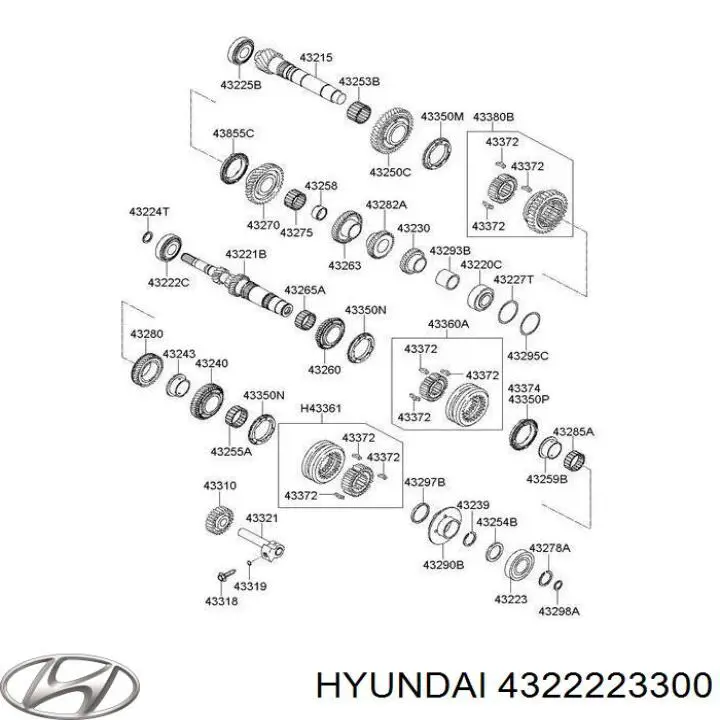 Підшипник первинного валу коробки Hyundai/Kia 4322223300 ціна, від 43.80 USD