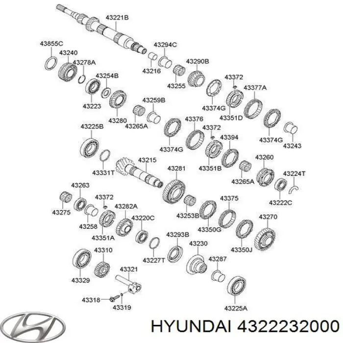 4322232000 Hyundai/Kia Підшипник головного вала МКПП
