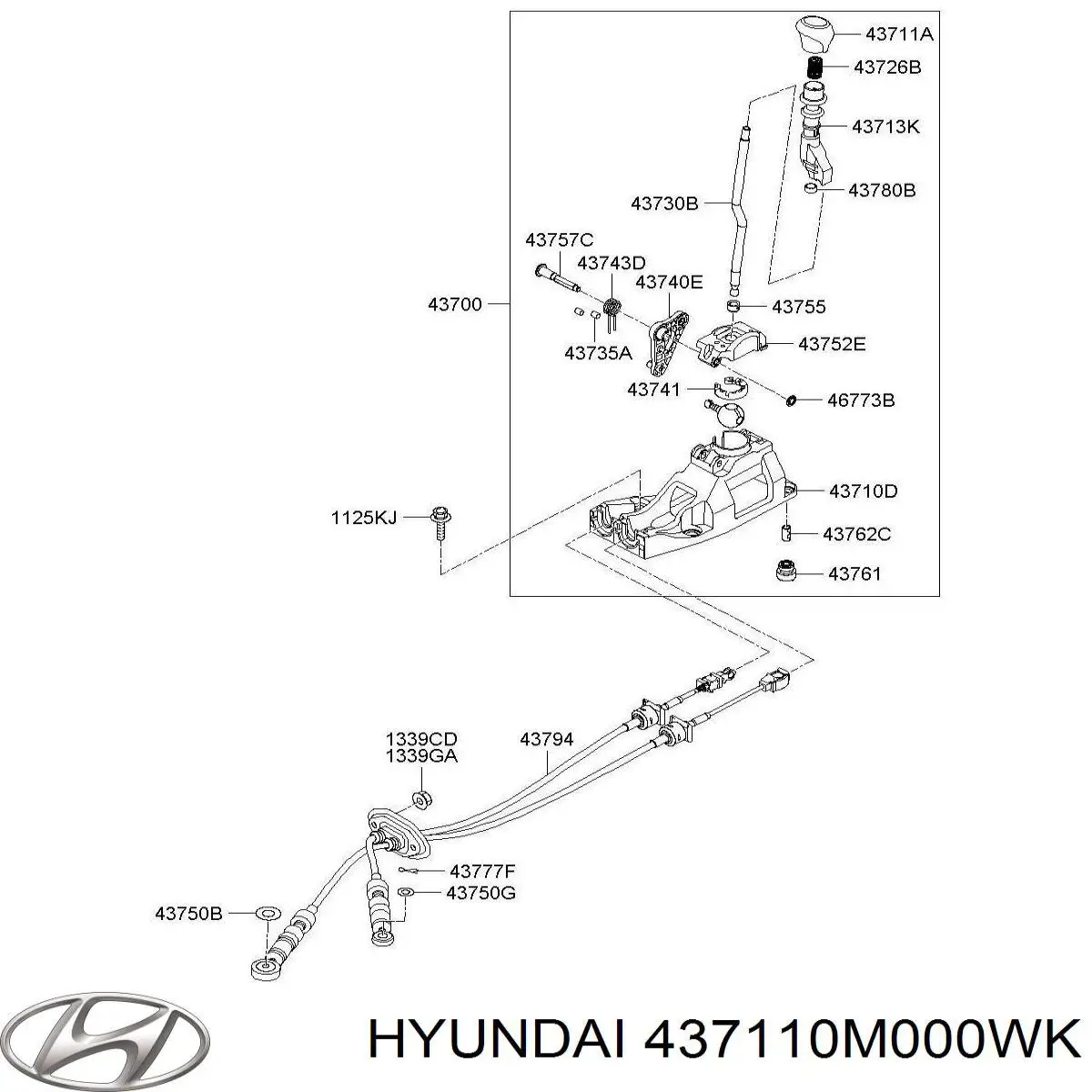 437110M000WK Hyundai/Kia Ручка важеля коробки передач
