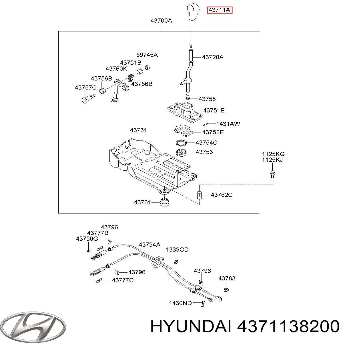 4371138200 Hyundai/Kia Ручка важеля коробки передач