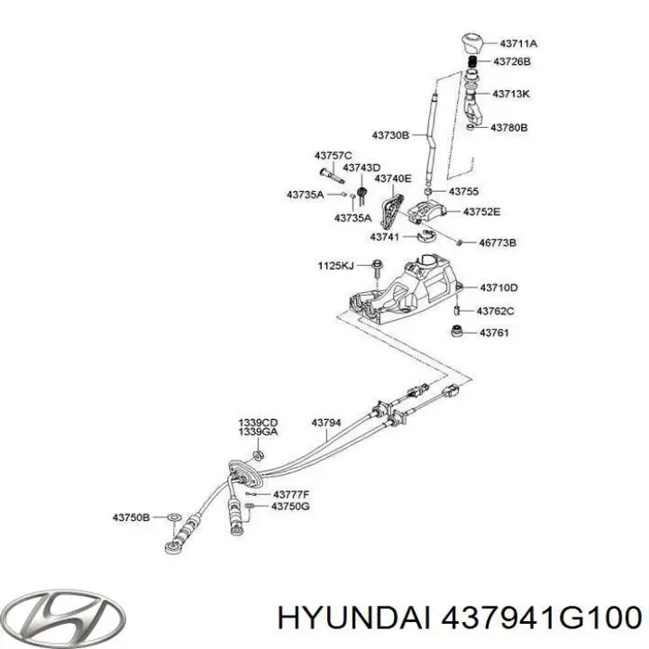 437941G200 Hyundai/Kia трос перемикання передач