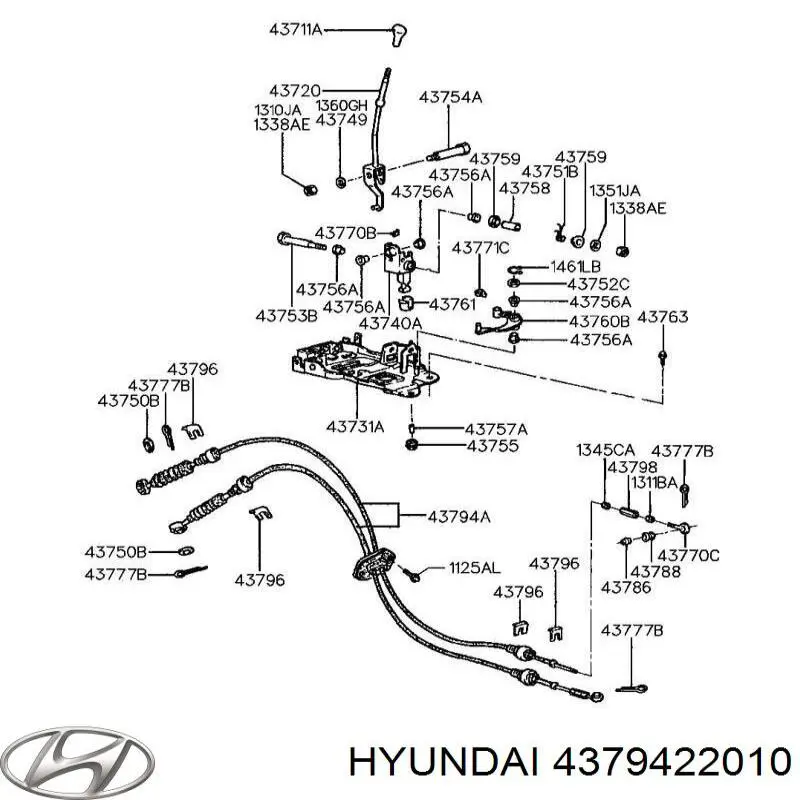 Трос перемикання передач, здвоєний Hyundai/Kia 4379422010 ціна, від 28.24 USD