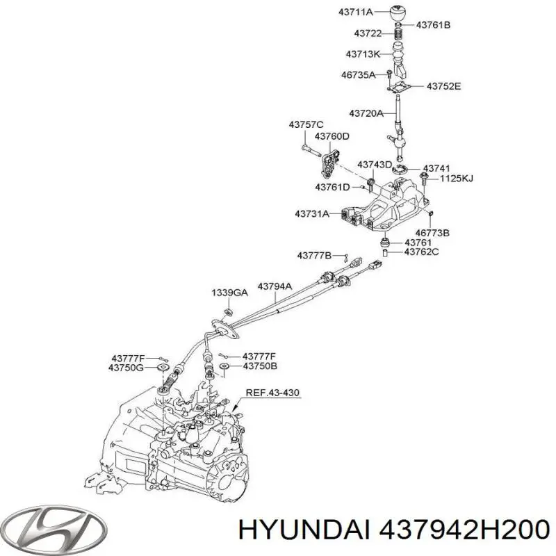 Трос перемикання передач, вибору передачі Hyundai/Kia 437942H200 ціна, від 68.56 USD
