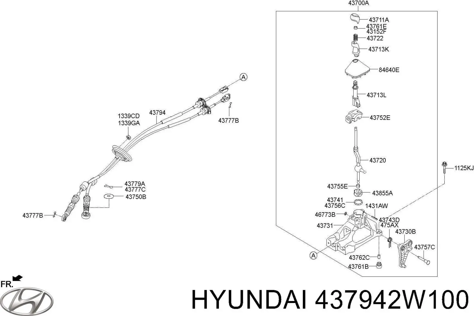 Трос перемикання передач, здвоєний Hyundai Santa Fe III позашляховик (DM) (2012 - 2018) ціна, від 67.38 USD