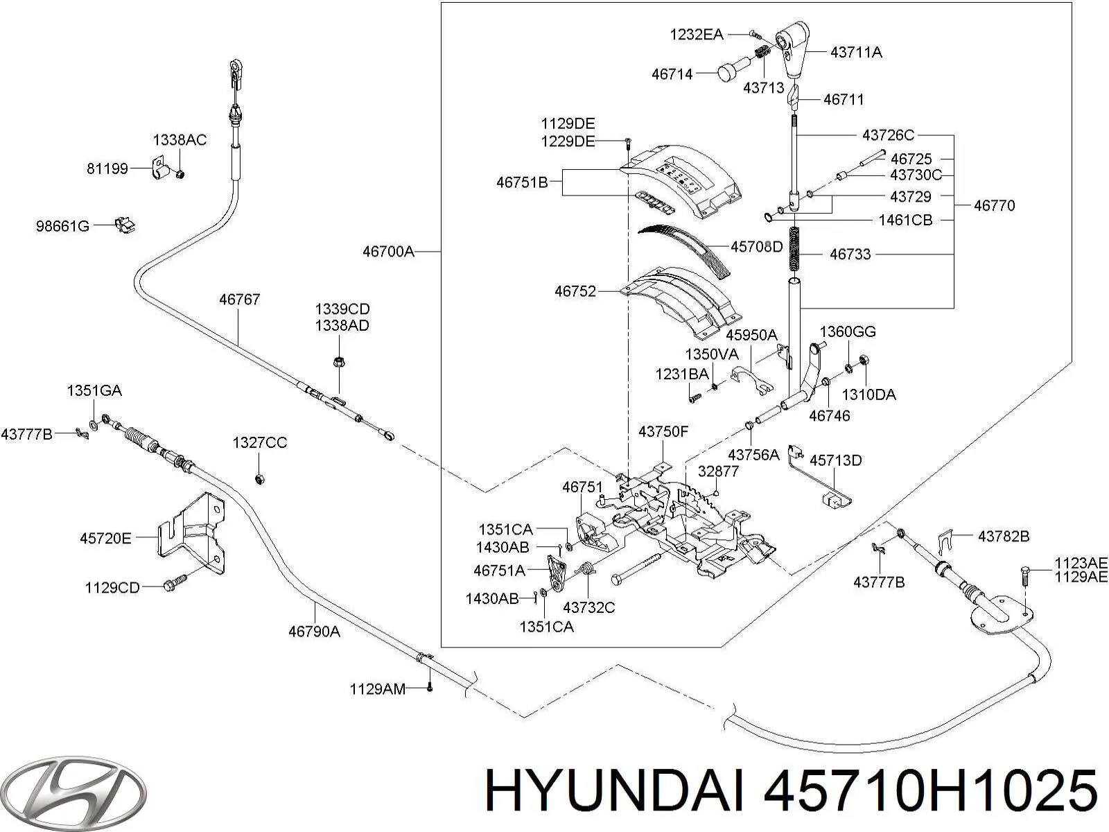  Трос перемикання передач, вибору передачі Hyundai Terracan 