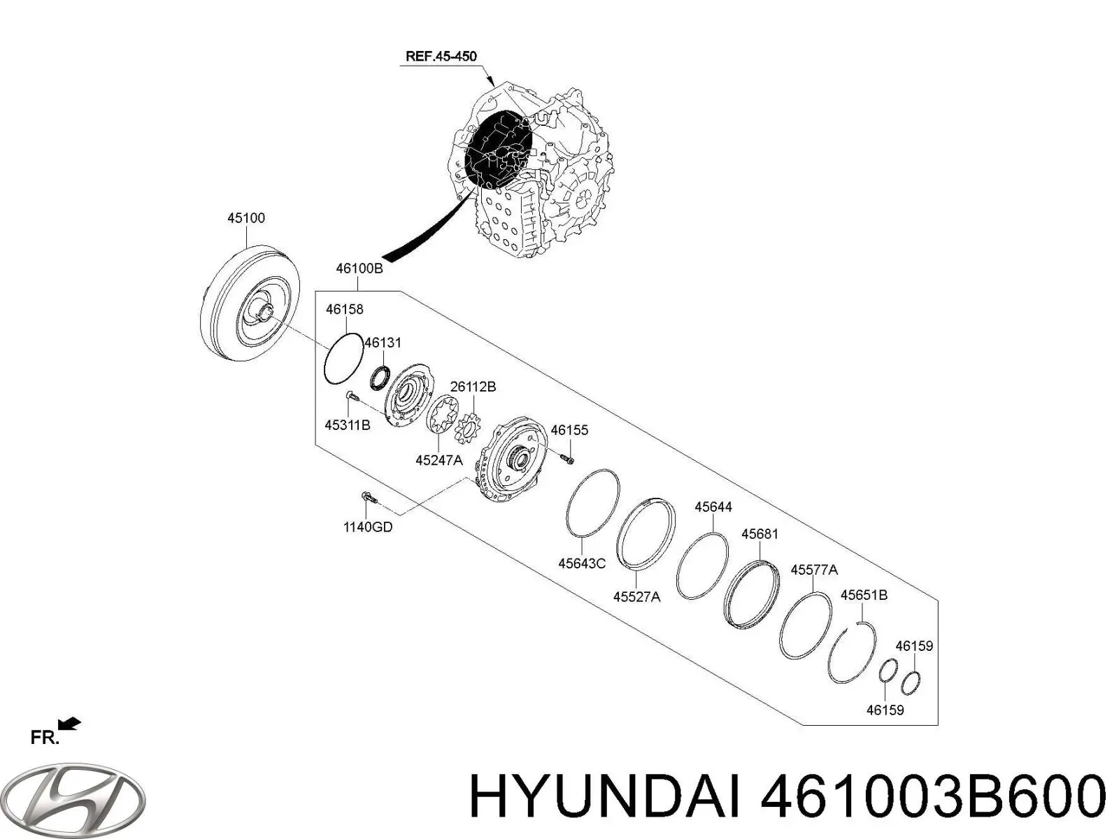 Ремкомплект гідротрансформатора АКПП Hyundai/Kia 461003B600 ціна, від 164.65 USD