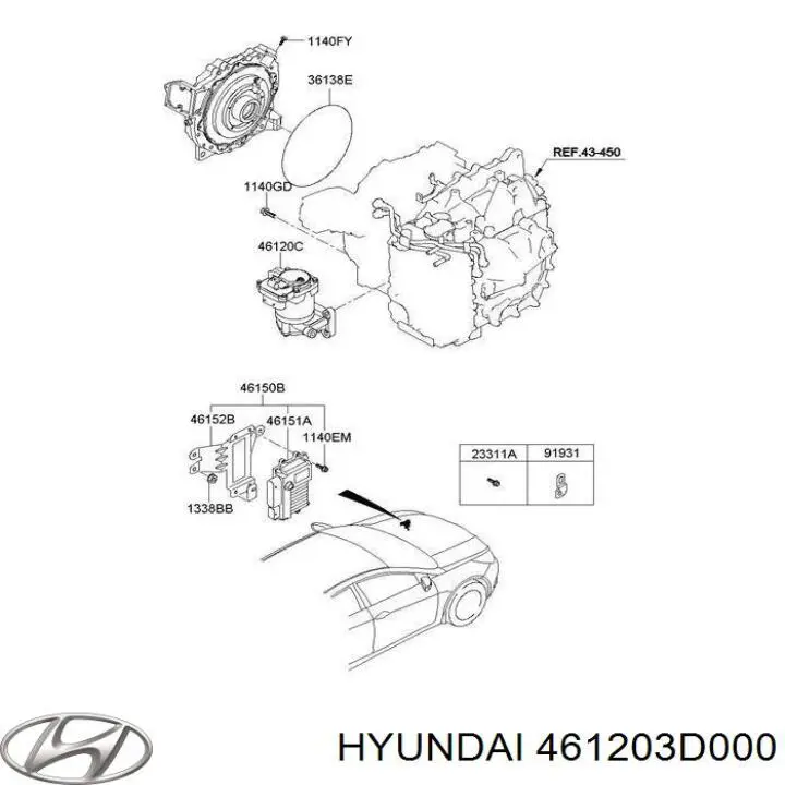  Hyundai/Kia 461203D000 ціна, від 250.00 USD