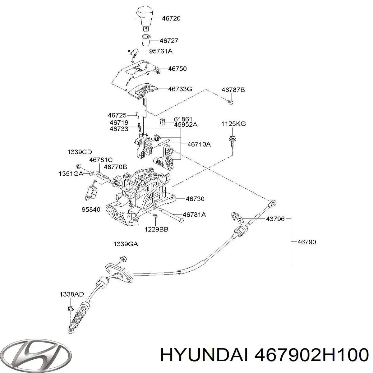 Купити 467902H100FFF Hyundai/Kia Трос перемикання передач, вибору передачі
