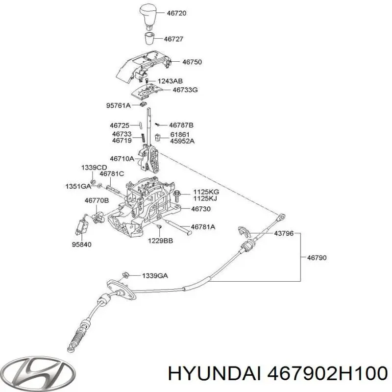 467902H100FFF Hyundai/Kia трос перемикання передач, вибору передачі