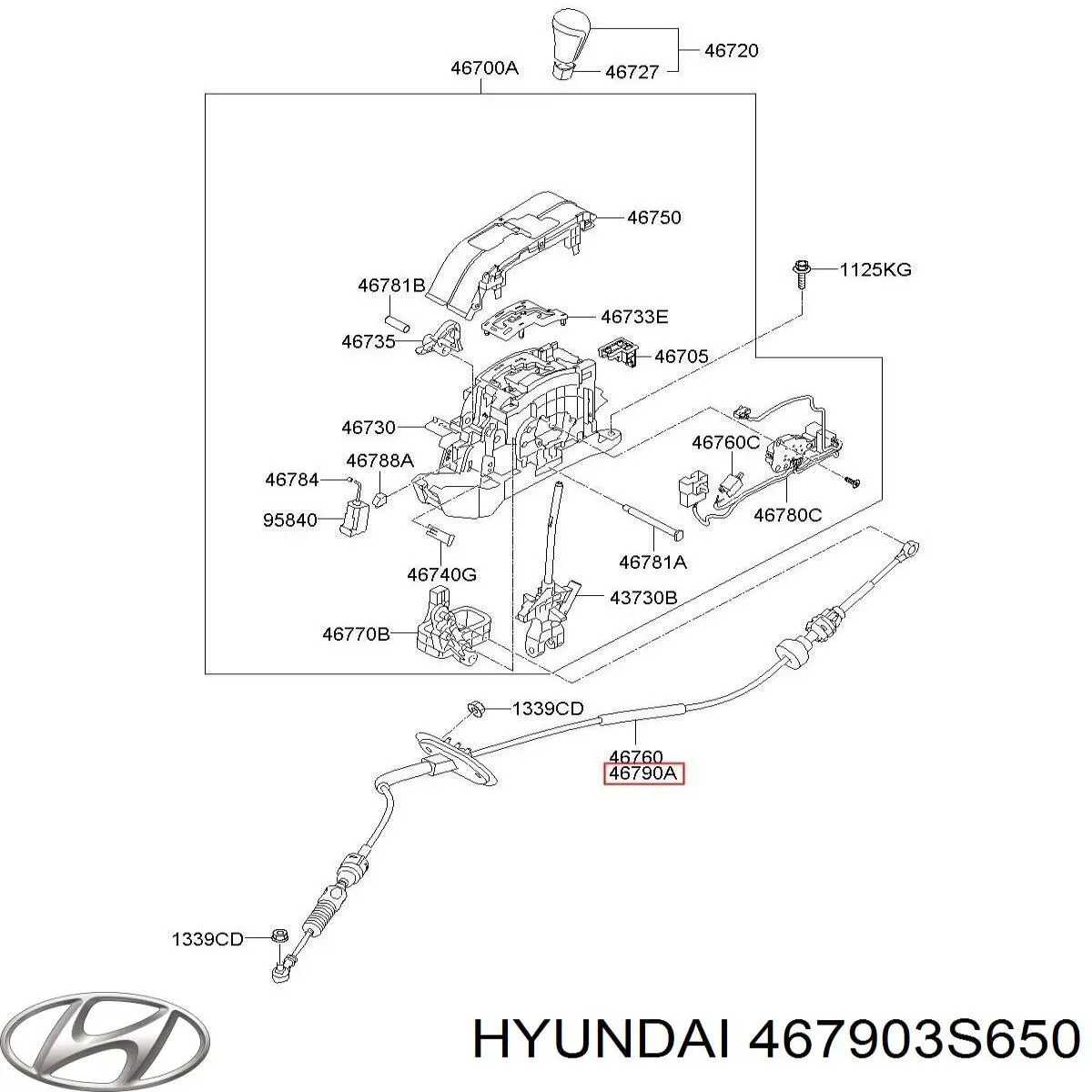 467903S650 Hyundai/Kia Трос перемикання передач, вибору передачі