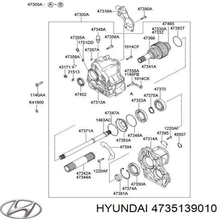 Сальник роздавальної коробки, задній вихідний Hyundai IX55 (Хендай Іх55)