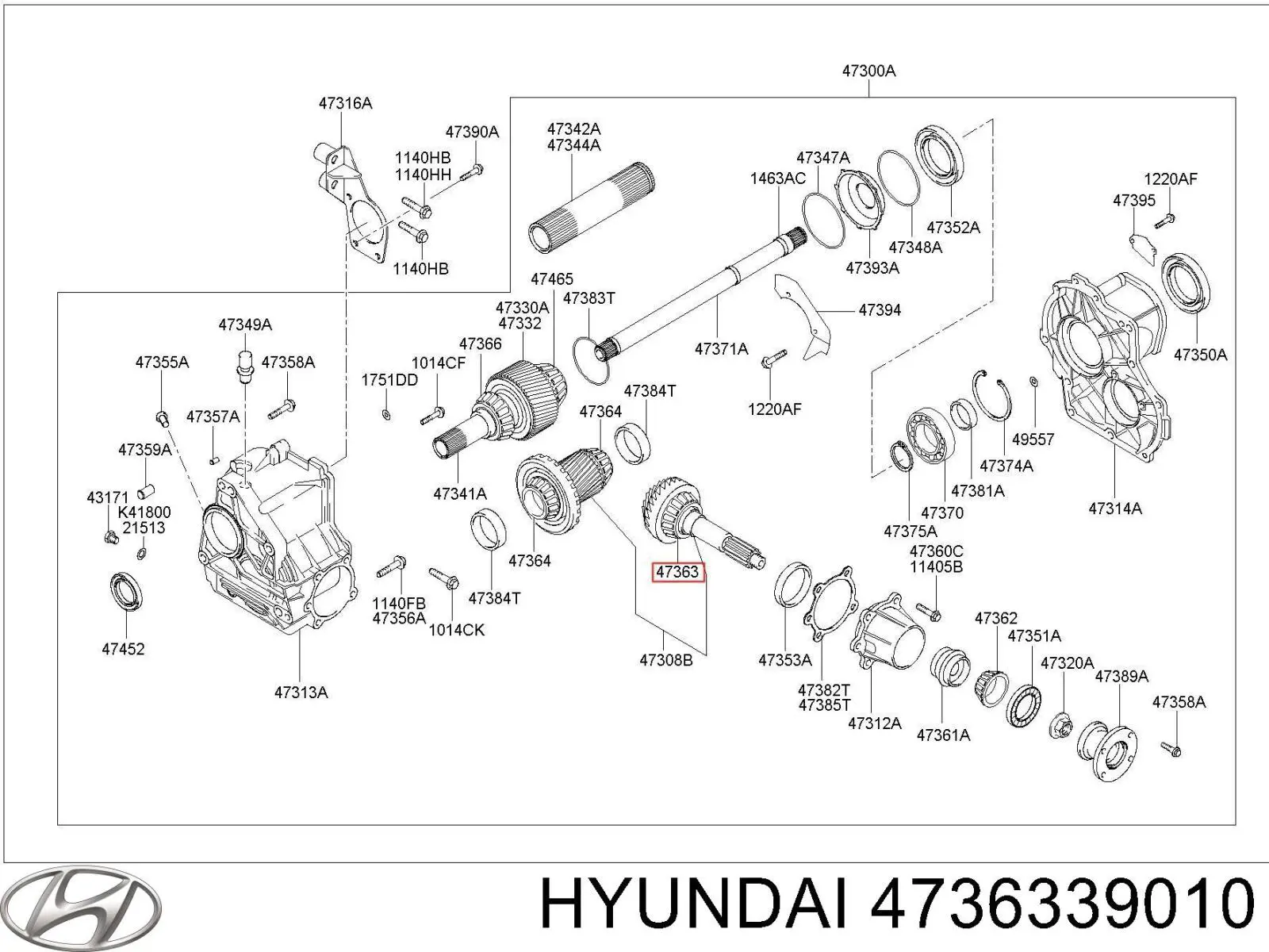 Підшипник раздатки, вихідного валу, передній Hyundai Getz (Хендай Гетц)