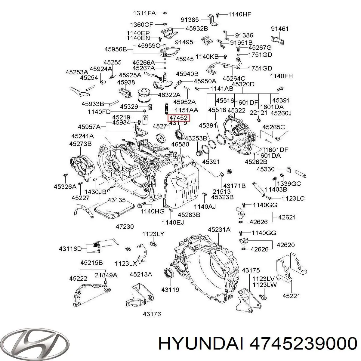 4745239000 Hyundai/Kia Сальник півосі переднього моста, правої