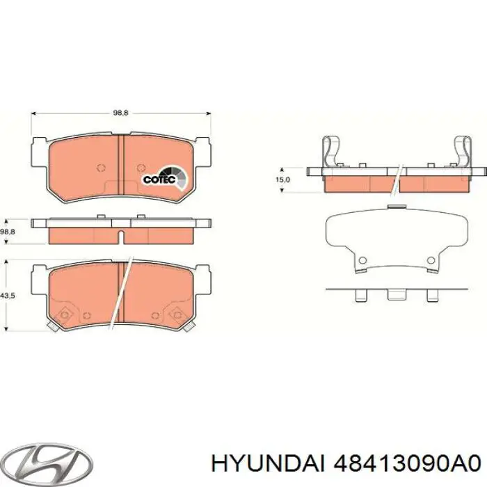 Колодки гальмові задні, дискові 48413090A0 Hyundai/Kia