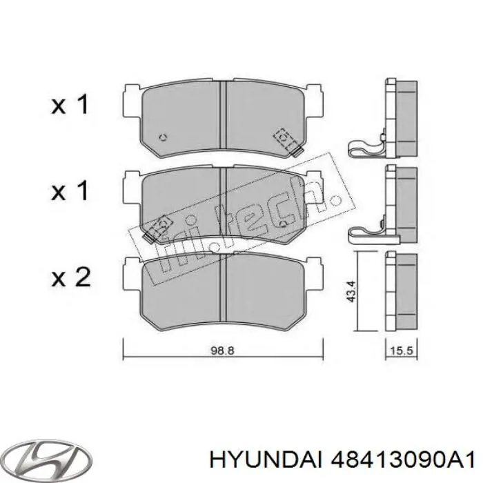 Задні гальмівні колодки 48413090A1 Hyundai/Kia