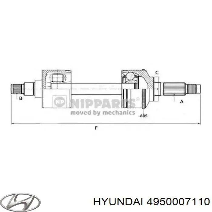 Піввісь (привід) передня, ліва 4950007110 Hyundai/Kia