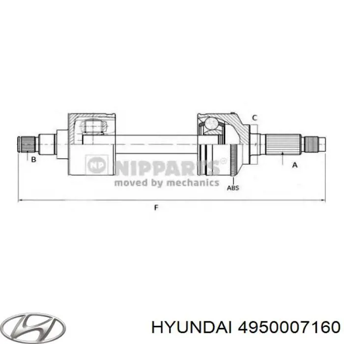 4950007160 Hyundai/Kia піввісь (привід передня, права)