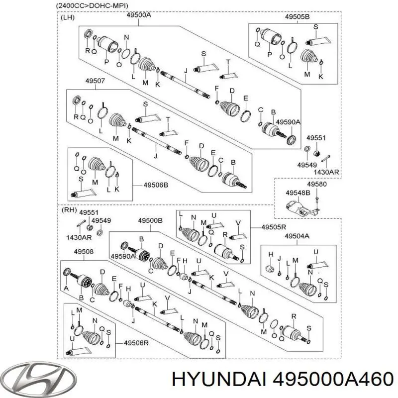 495000A460 Hyundai/Kia Привід передній правий