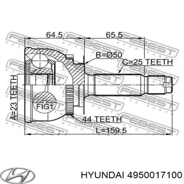 Піввісь задня, ліва Hyundai/Kia 4950017150 ціна, від  USD