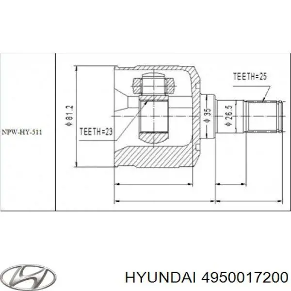 Купити 4950017200 Hyundai/Kia Ліва піввісь