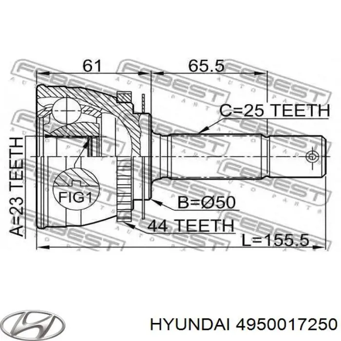 Купити 4950017250 Hyundai/Kia Ліва піввісь