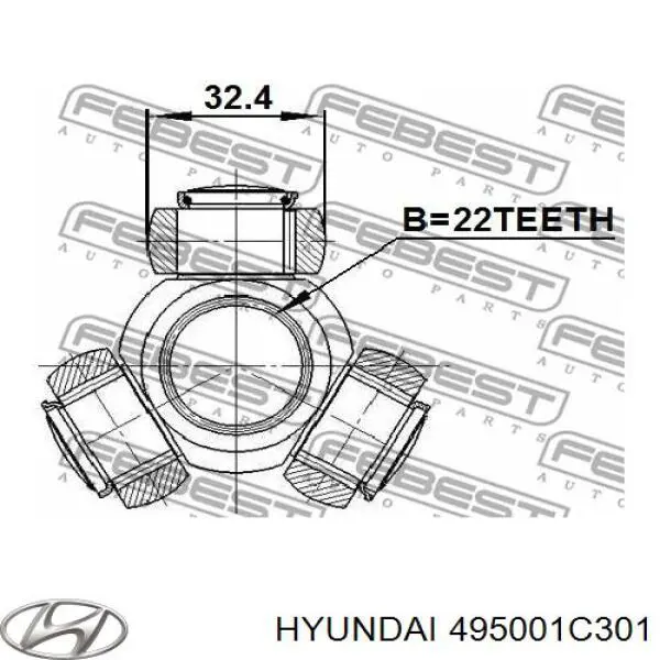 Ліва піввісь 495001C301 Hyundai/Kia