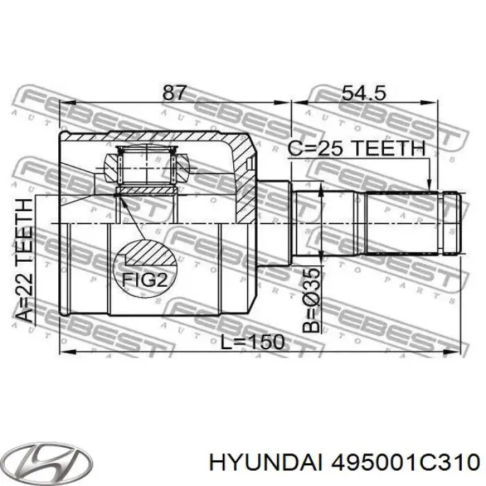 Купити 495001C310 Hyundai/Kia Піввісь права