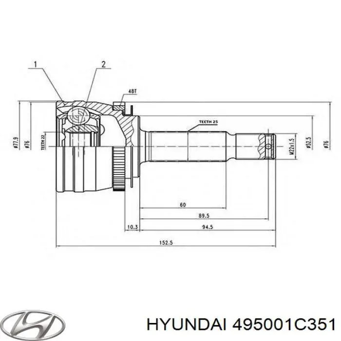 Купити 495001C351 Hyundai/Kia Ліва піввісь