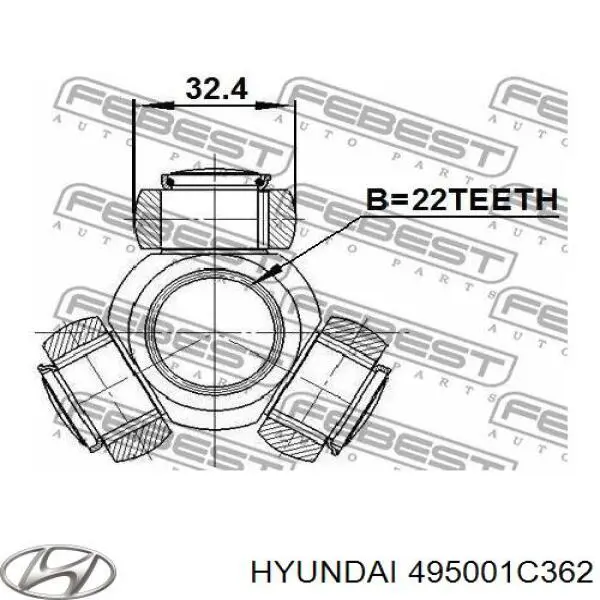 Привід правий Hyundai/Kia 495001C360