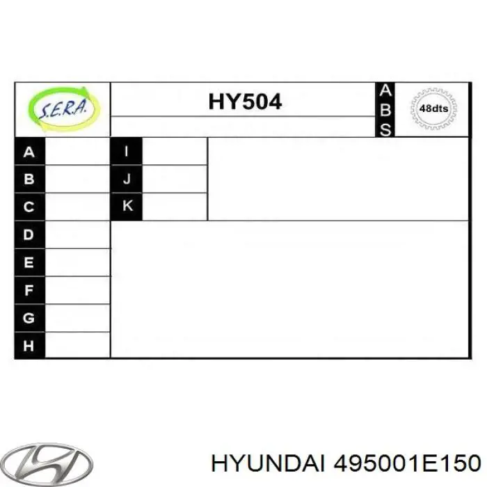 Купити 495001E150 Hyundai/Kia Піввісь права