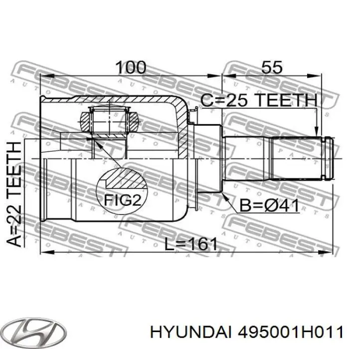Купити 495001H011 Hyundai/Kia Піввісь права