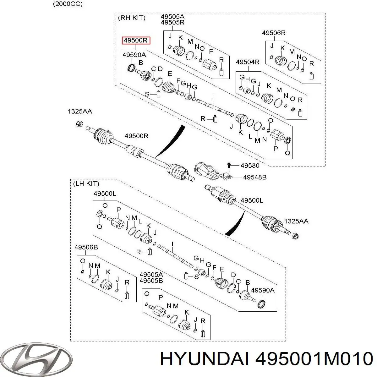 Піввісь права 495001M010 Hyundai/Kia