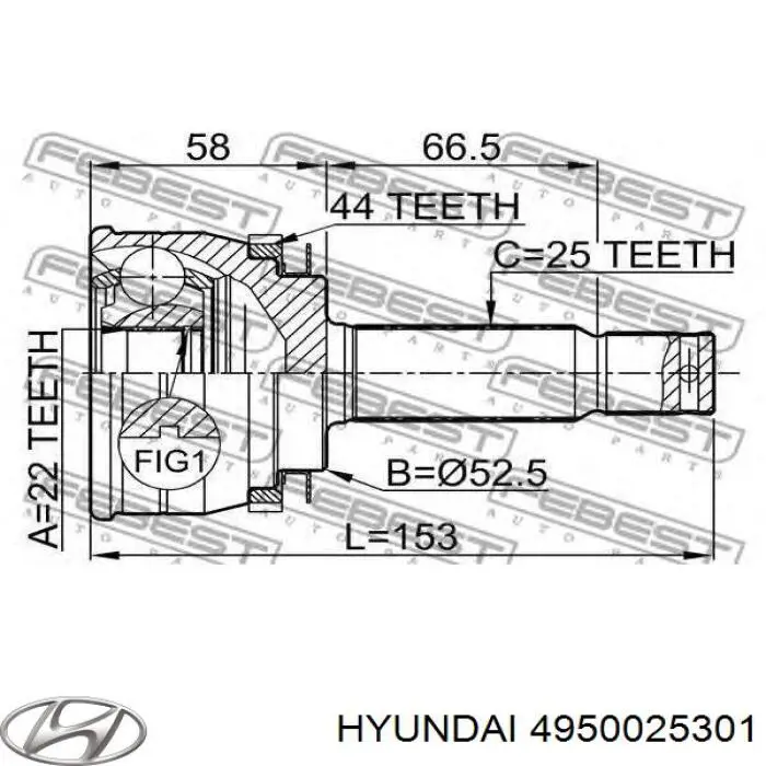 4950025301 Hyundai/Kia шрус зовнішній передній