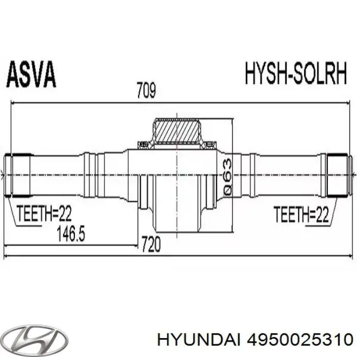 Піввісь передня, права Hyundai/Kia 4950025311 ціна, від 21.72 USD