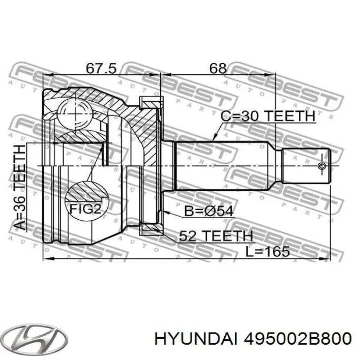 495002B800 Hyundai/Kia Привід лівий