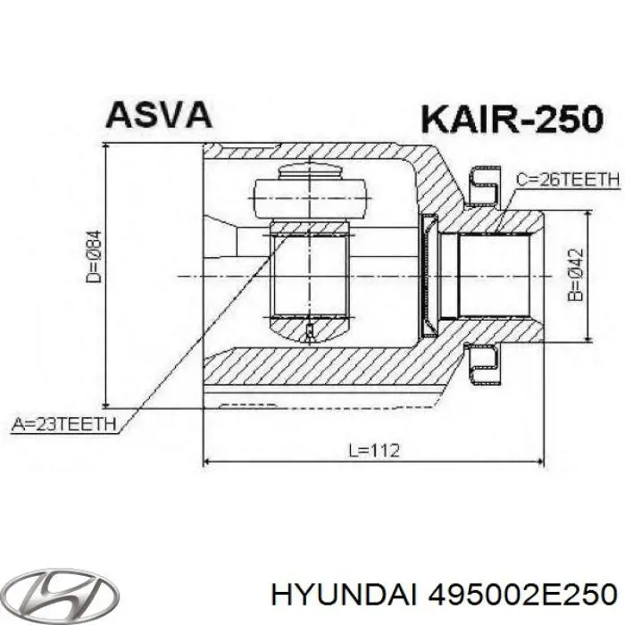Купити 495002E250 Hyundai/Kia Піввісь права