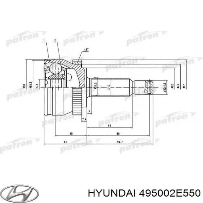 Купити 495002E550 Hyundai/Kia Піввісь права