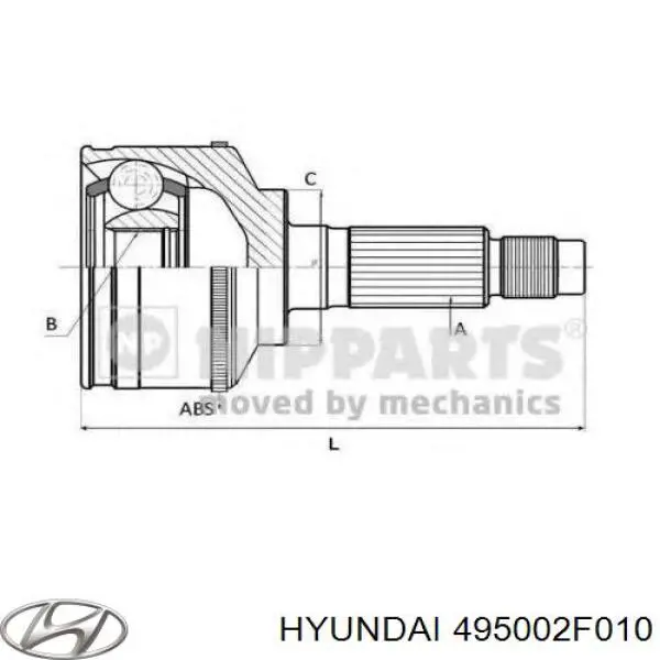 Піввісь передня, права Hyundai/Kia 495002F010 ціна, від 61.87 USD