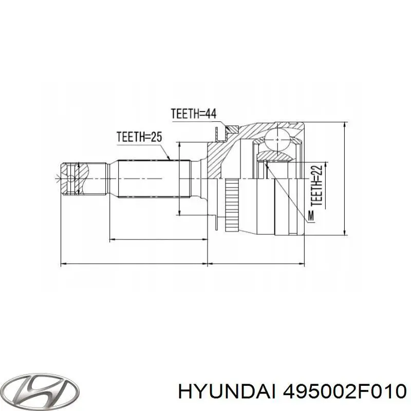 495002F010 Hyundai/Kia Привід передній правий