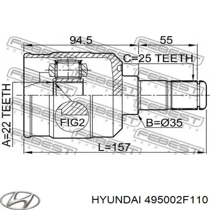 495002F110 Hyundai/Kia Привід передній правий