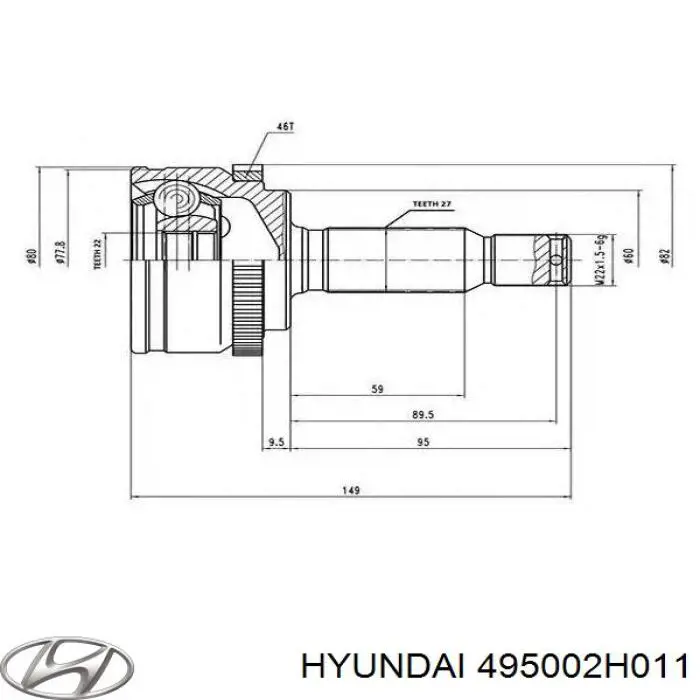 495002H010 Hyundai/Kia піввісь (привід передня, права)