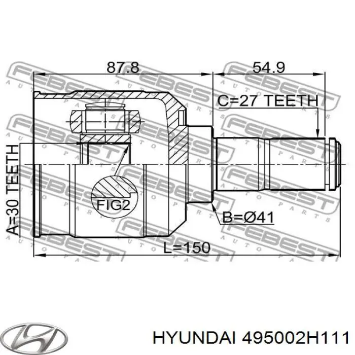 Піввісь передня, права Hyundai/Kia 495002H111 ціна, від 3.00 USD
