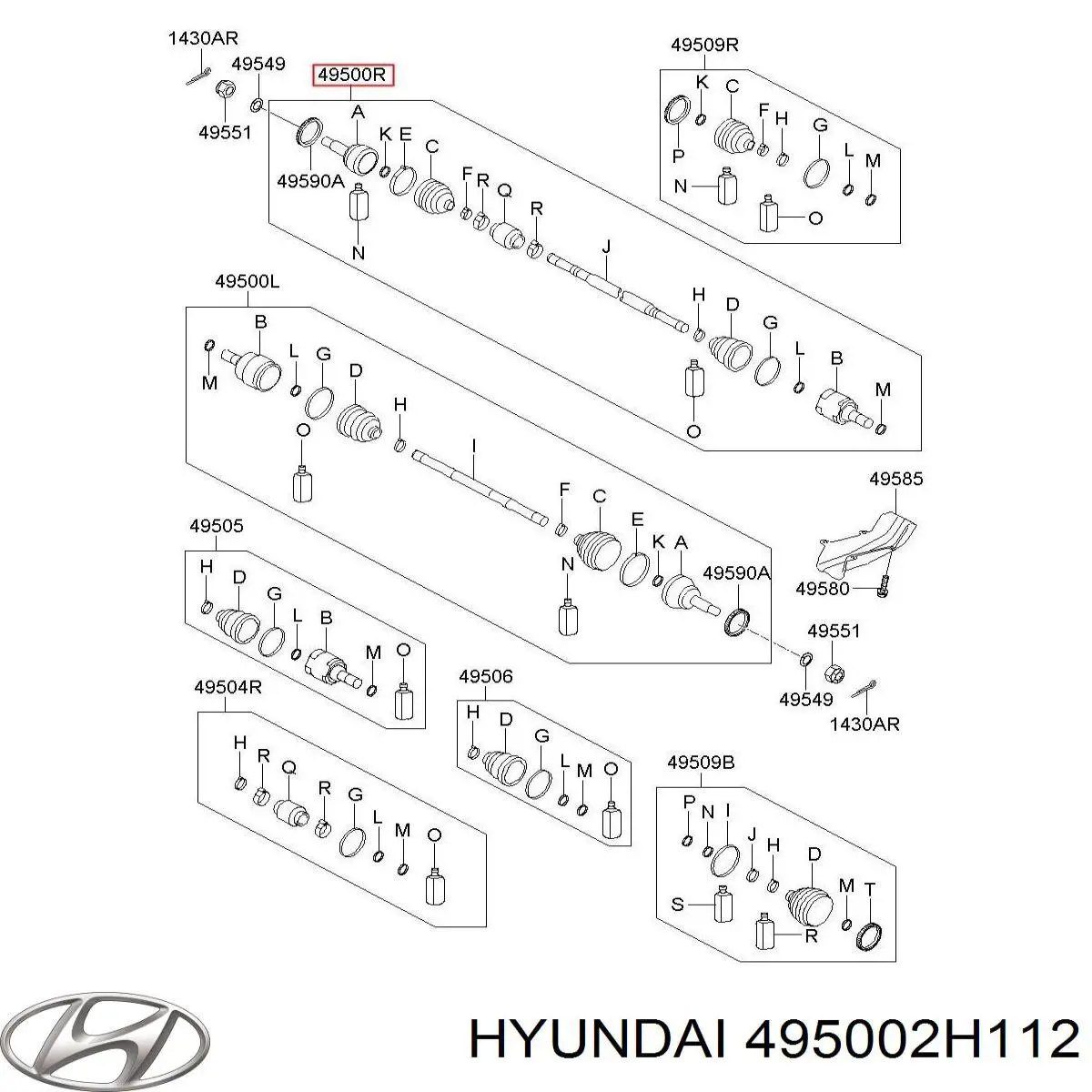 495002H112 Hyundai/Kia Привід передній правий