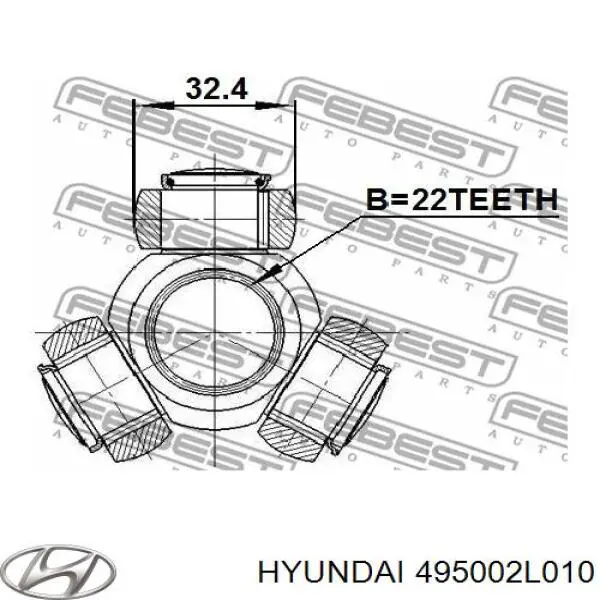 495002L010 Hyundai/Kia піввісь (привід передня, права)