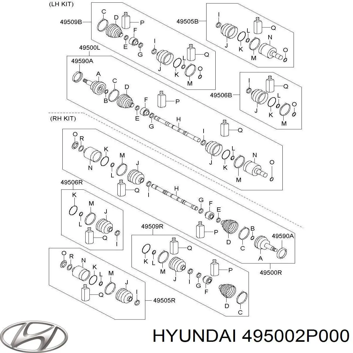 Купити 495002P000 Hyundai/Kia Ліва піввісь