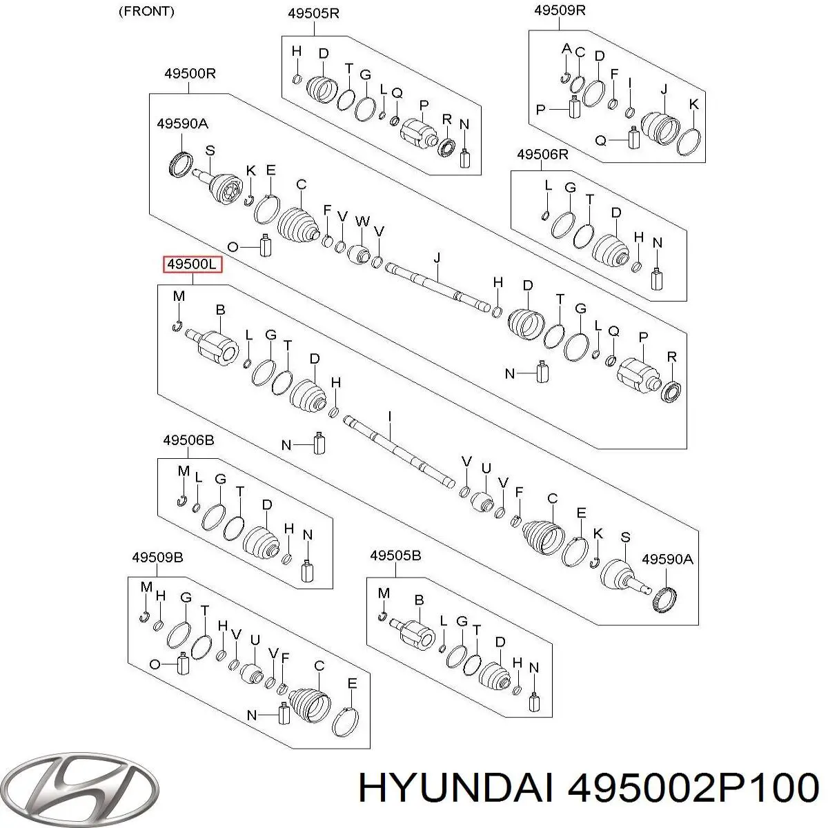 Купити 495002P100 Hyundai/Kia Ліва піввісь