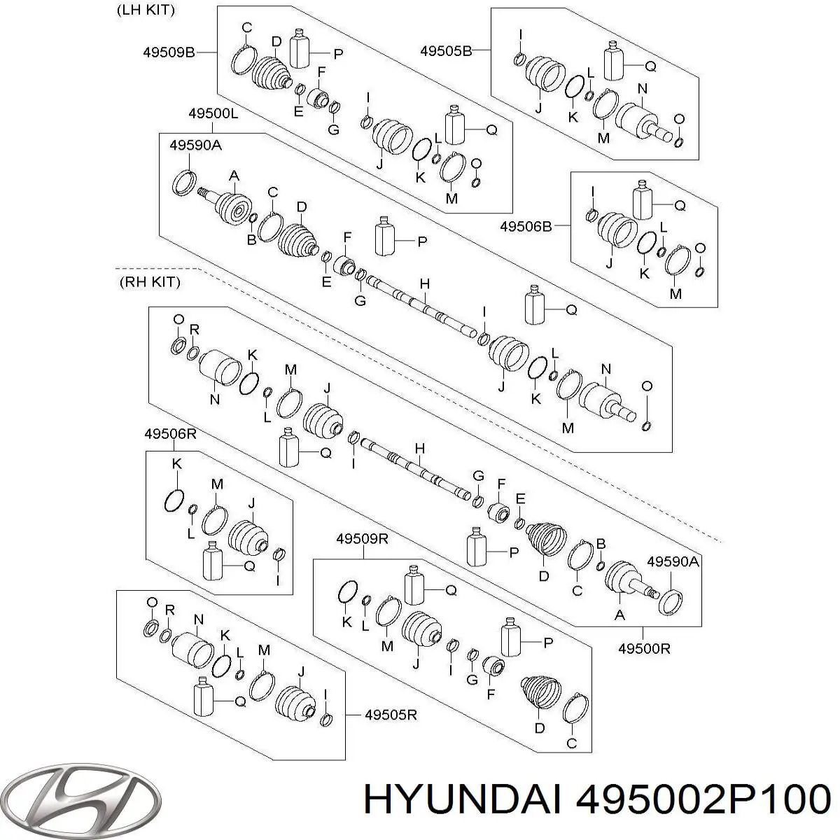 495002P100 Hyundai/Kia Привід лівий